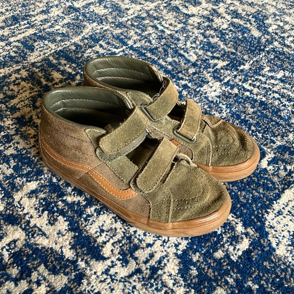 Boys Velcro High-top Vans Green Size 2